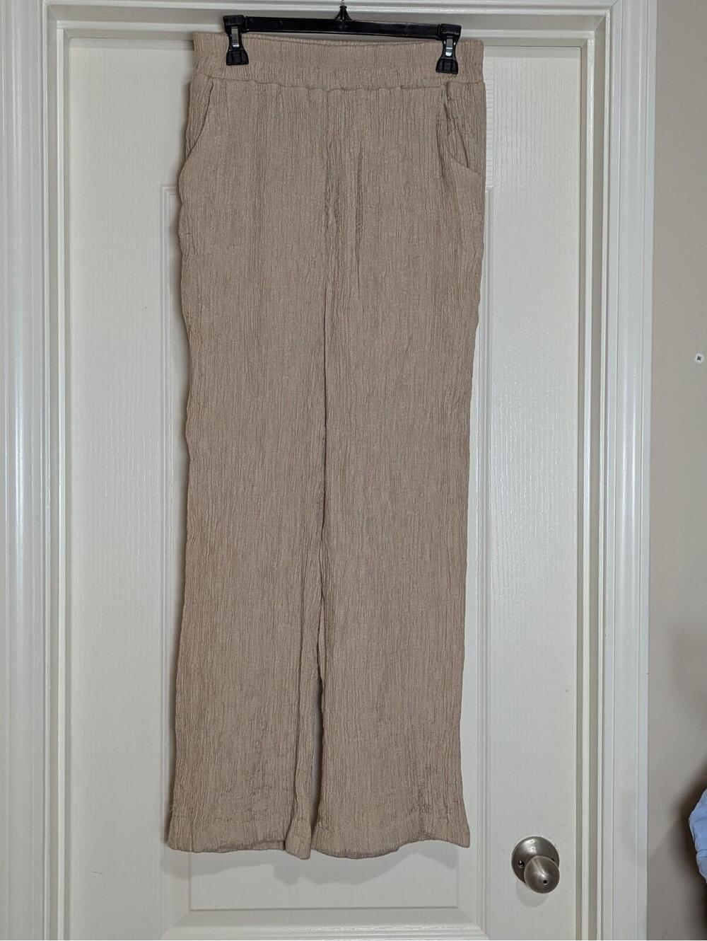 Women's Blu pepper Gauzy Tan Pull On Pants Size Medium Coastal Grandmother